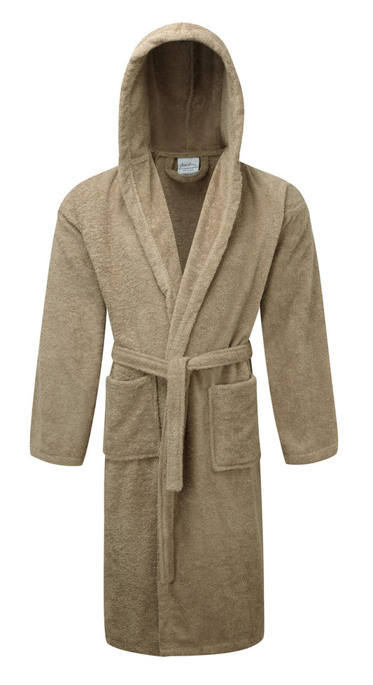 Luxury Hooded Latte Terry Towelling Dressing Gown